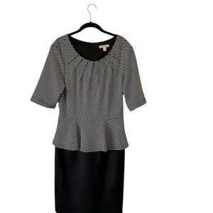 🖤 Chic & Classic Dress Barn Black & White Polka Dot Midi Dress - Size 10